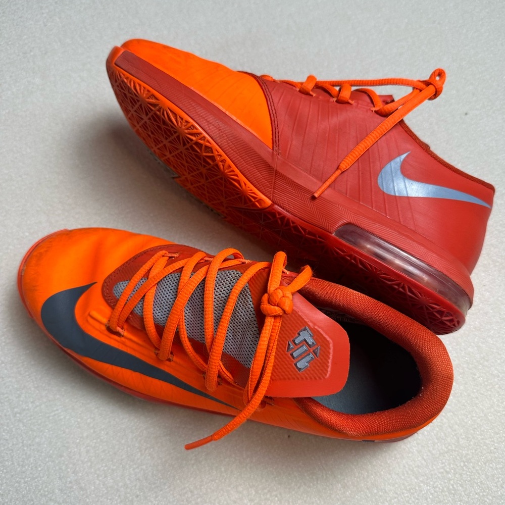 KD6 Sneakers Nike Zoom | Boys Orange and Gray Durant Basketball Low Tops Sz 6Y